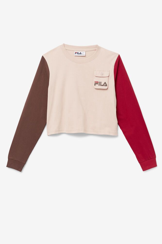 Fila T-Shirt Womens Rose - Tanika Long Sleeve Cropped - Philippines 6380195-HE